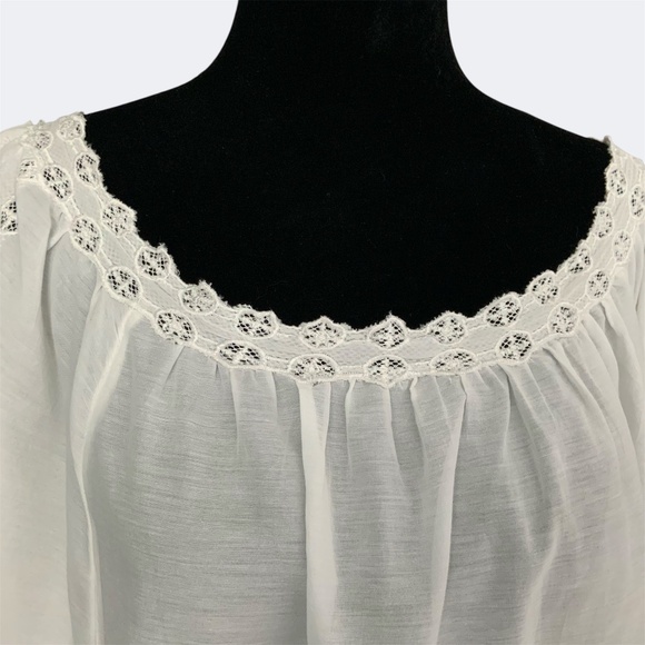 NWT Anthropologie Leifsdottir White Off Shoulder Embroidered Peasant Top S - Picture 4 of 15